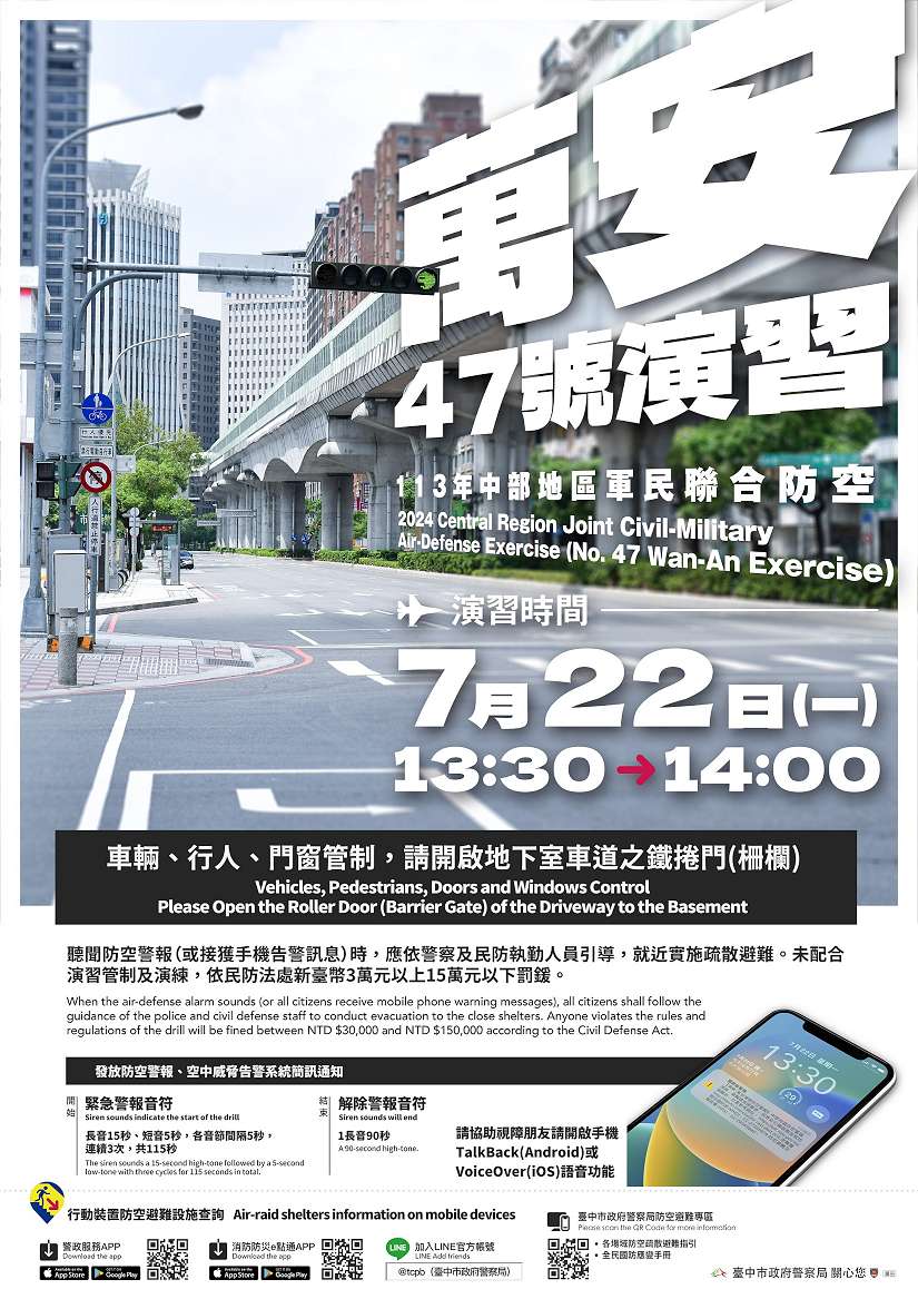 7/22萬安演習中捷正常營運 下車旅客請暫留車站